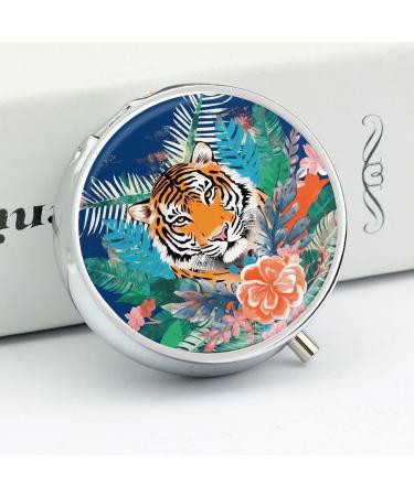 Travel Pill Box - 3 Compartment Tropical Tiger Print | Portable Medicine Organizer for Purse & Pocket - Buy Online on GoSupps.com