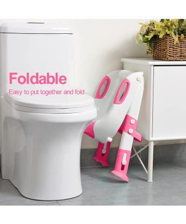 Potty Training Seat with Step Stool Ladder  Potty Training Toilet Seat for Boys Girls Kids Toddlers  Soft Cushion  Safety Handle  Anti-slip Step Pads  Baby Toddler Potty Seat for Toilet Baby Pink - Buy Online on GoSupps.com