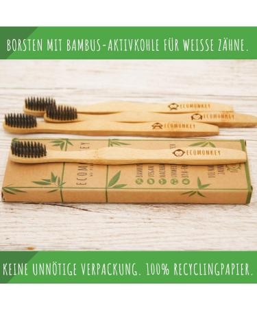 Bamboo Toothbrush Pack of 4 | Soft Bristles | Vegan & Biodegradable | Eco-Friendly & Sustainable | 100% BPA-Free | ECOMONKEY  - Buy Online on GoSupps.com