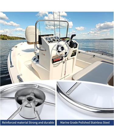 Marinebaby Stainless 5-Spoke 11 Inch Destroyer Style Boat Steering Wheel for Pontoon Boat Yacht - Buy Online on GoSupps.com