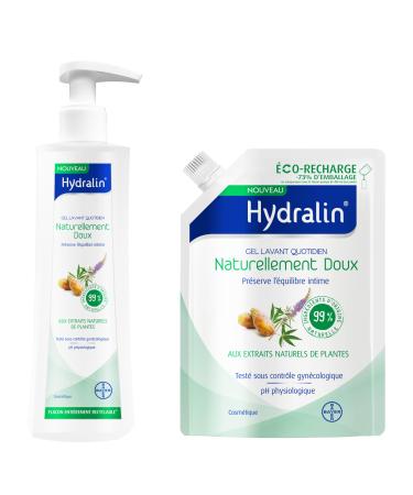 Hydralin Naturally Gentle Eco Refill 400ml & Hydralin Naturally Gentle Cleansing Gel 400ml Intimate Balance