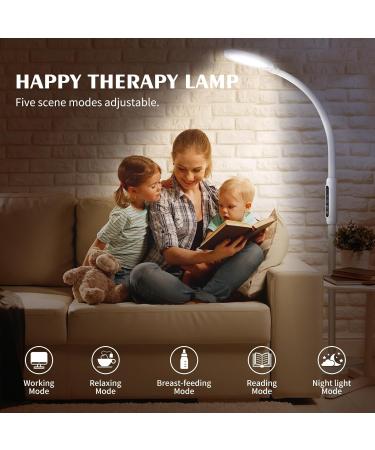 Happy Light Therapy lamp 11000 Lux LED UV-Free Sunlight lamp Full Spectrum Happy Therapy lamp with 10 Adjustable Brightness Levels 2 in 1 Retractable Floor Sad Lamp (White) White-1 - Buy Online on GoSupps.com
