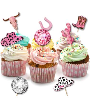 8Pcs Cowgirl Cupcake Toppers Disco Ball Pink Cowgirl Hats Boots Cactus Cupcake Toppers Cupcake Toppers for Western Theme Baby Shower Disco Cowgirl Bachelorette Birthday Party Decorations Supplies - Buy Online on GoSupps.com
