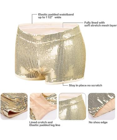 JUST BEHAVIOR Women's Sequin Shimmer Rave Booty Shorts - Metallic Black Red Silver Gold - Large - Buy Online on GoSupps.com
