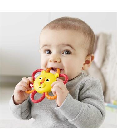 Fisher-Price Take & Teethe Lion Rattle Toy - Yellow Orange | 3M+ Baby Toy - Buy Online on GoSupps.com