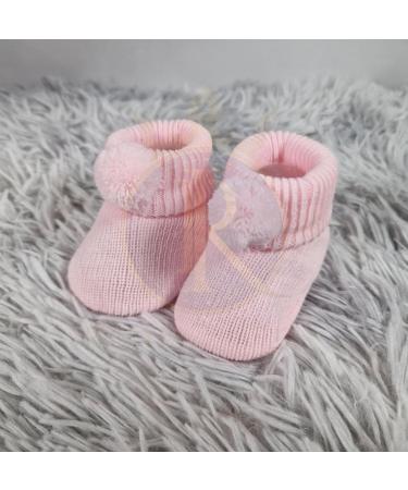 Royal Icon Newborn Baby Booties 0-3 Months - White Pink Pom Pom Booties | RI408 - Buy Online on GoSupps.com