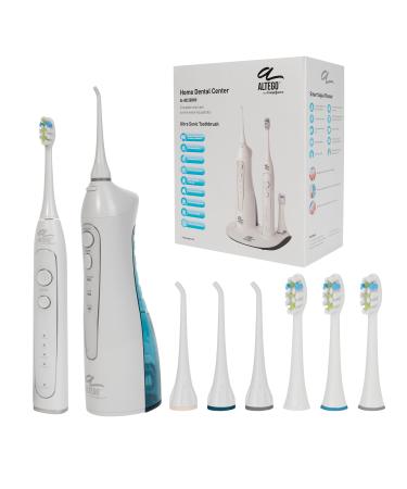 Altego Ultra Sonic Electric Toothbrush for Adults and Dental Oral Irrigator Water Flosser Cordless Combo Set Rechargeable Inductive Charging Advances Teeth Whitening Kit IPX7 Waterproof