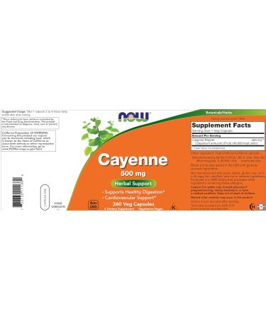 Now Cayenne (Capsicum annuum) 500 mg 360 Veg Capsules (Pack of 2) - Buy Online on GoSupps.com