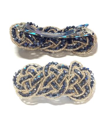 PPX Noble Dark Blue Banana Hair Clip - Beautiful Lady Ponytail Holder | Crystal Weaving Series - International Shipping - Buy Online on GoSupps.com