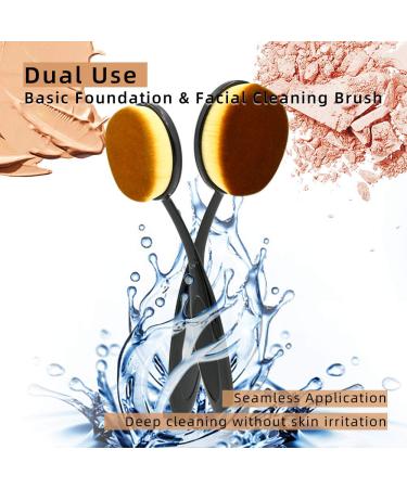 Dolovemk Oval Makeup Brush Set - 10-Piece Professional Brushes for Eyeshadow Foundation Blush & Beauty Sponge (Black) - Perfect for Flawless Makeup Application - Buy Online on GoSupps.com