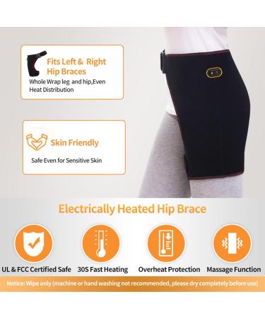 USB Electric Heated Hip Brace - Thigh Massager with 3 Vibration & Heat Settings | Hip Support for Arthritis & Pulled Muscles - International Shipping Available - Buy Online on GoSupps.com