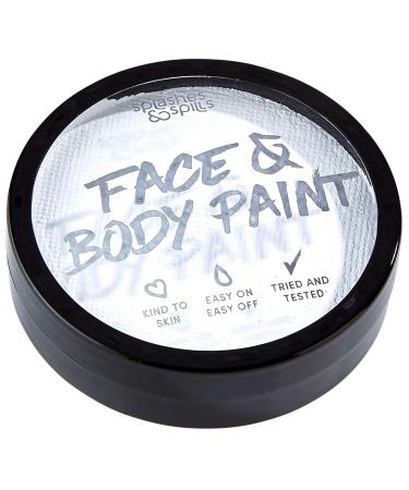 Water Activated SFX Face and Body Paint - White Face Paint  Special Effects Makeup 18g Cake Tub - Pretend Costume and Dress Up Makeup - Great For Halloween Party and Cosplay by Splashes & Spills (White)