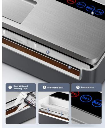 Full Automatic Food Sealer (95Kpa) | Vacuum Sealer Machine with Bags | Air Sealing System for Dry & Moist Food | Lab Tested | LED Indicator Lights | Silver - Buy Online on GoSupps.com