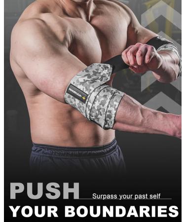 MANUEKLEAR Bench Press Elbow Sleeve - Durable 40 Nylon Wraps for Weightlifting & Powerlifting - Unisex Support in Snowfield Gray - Buy Online on GoSupps.com