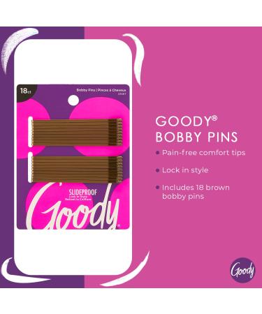 Goody Styling Hair Bobby Pins 18 Count Brown - Slideproof & Lock-In Place - All Hair Types - Pain-Free Accessories for Women & Girls - Buy Online on GoSupps.com