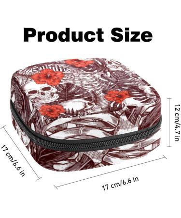 Stylish Portable Women's Menstrual Bags | Antique Skull Red Flower Pattern | Perfect for Teens & First Period Essentials - Buy Online on GoSupps.com