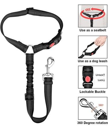 ADOGO Hands Free Running Dog Lead Multifunctional Adjustable Dog Leash Dog Walking Lead Adjustable Dog Seat Belt With Elastic Bungee And Reflective Stripe For Puppy Large Dog Lead - Buy Online on GoSupps.com