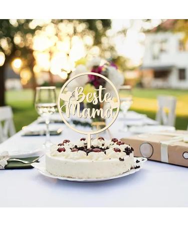 Best Mom Cake Topper | Wooden Mom Cake Decoration for Birthdays & Mother's Day | 15 x 23 cm - Buy Online on GoSupps.com