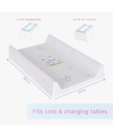 Baby Hard Base Changing Mat 80x50 cm for 140x70 cm Cot Bed | Waterproof Anti-Roll Nappy Changer with Raised Edges | Unisex Grey Zebra Design - Buy Online on GoSupps.com