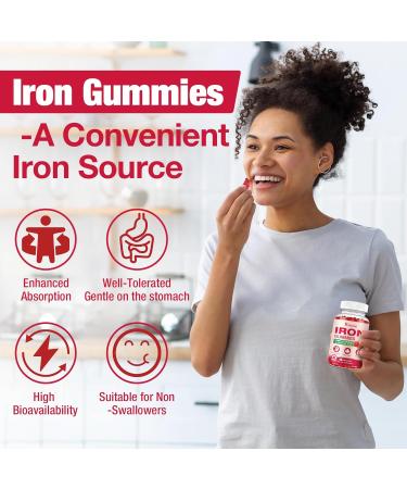 Yikecao Iron Supplement Gummies Vegan Iron Supplement for Women & Men Healthy Blood Energy & Immune Support Strawberry Flavor 60 Count - Buy Online on GoSupps.com