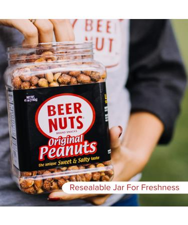BEER NUTS Original Peanuts - Sweet & Salty Roasted Bar Nuts - Gluten-Free Gourmet Cocktail Nut - 41oz Family Size Jar - Made In USA - Buy Online on GoSupps.com