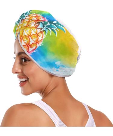 Rainbow Pineapple Hair Towel 2 Pack - Super Absorbent Quick Drying Hair Turbans for Women & Girls - Buy Online on GoSupps.com