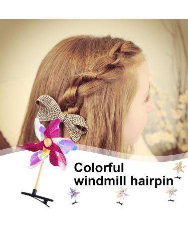 Windmill Sequins Hair Clips - Colorful Glitter Pinwheel Hair Clamp | Colorful Pinwheel Hair Bows Cartoon Random Accessories for Birthday Holiday - Buy Online on GoSupps.com