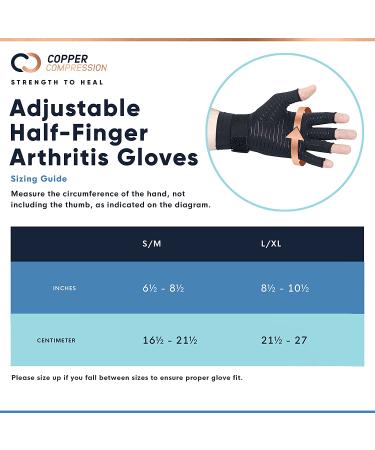 Copper Infused Fingerless Arthritis Compression Gloves for Hand Pain Relief - Adjustable Fit for Men and Women - Reduce Pain, Improve Blood Flow, Aid Recovery - Small/Medium (1 Pair) - Buy Online on GoSupps.com