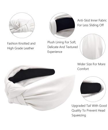 AUHKARUS Fashion Leather Headbands 2Pcs - Non Slip Knotted Headband for Women and Girls - Wide Hair Bands for Hair Makeup, Spa, and Accessories - Great Choice - Buy Online on GoSupps.com