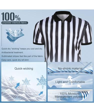 Yuehuamech Men's Umpire Jersey - Black & White Striped Referee Shirt with Zipper for Basketball & Football - Size L (60-65kg) - Buy Online on GoSupps.com