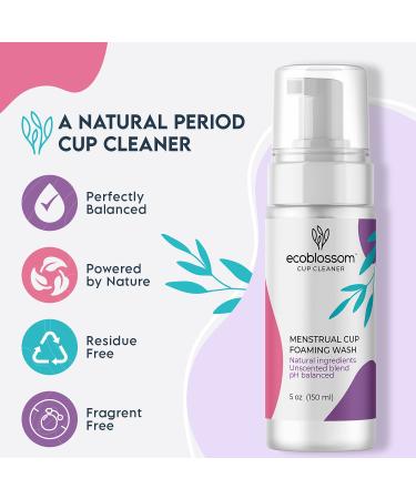 Ecoblossom Menstrual Cup Cleaner - Unscented Foaming Sterilizer for Period Discs - Organic Ingredients, Natural and pH-Balanced - 5oz - Buy Online on GoSupps.com