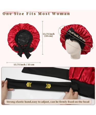 Welrog Satin Hair Hood for Women - Double-Sided Silk Bonnet | Hair Protection & Sleep Hood in Black/Wine Red - Buy Online on GoSupps.com