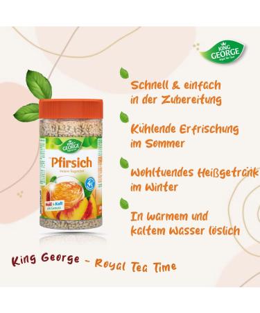 KING GEORGE - Peach Instant Tea Drink - 12 x 400g - Peach Flavoured Instant Tea Drink - A Hot and Cold Treat - Buy Online on GoSupps.com