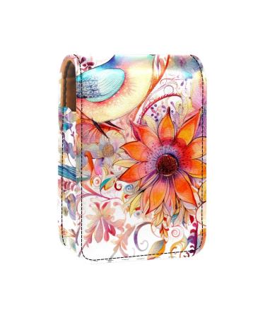 Travel Lipstick Organizer Case Lipstick Case Portable Makeup Bag With Mirror Abstract Vintage Flowers Birds P052o1setf