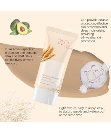 Sun Project Rice Tinted Mineral Sunscreen SPF40 Broad Spectrum - Korean Sunscreen - Moisturizing and Anti-Aging Sunscreen for Face and Body Non-Greasy Waterproof (1) - Buy Online on GoSupps.com