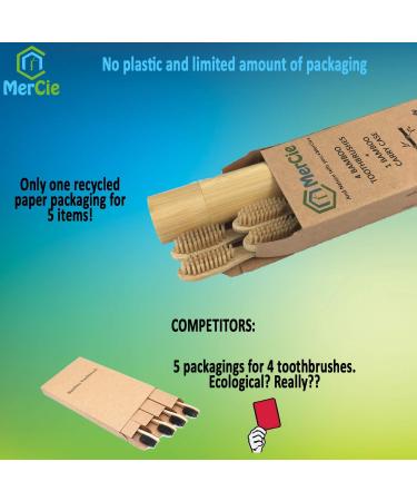 Eco-Friendly Bamboo Toothbrush Set | 4 Soft Bristle Brushes & Storage Box | 100% Biodegradable & Plastic-Free Packaging - Buy Online on GoSupps.com