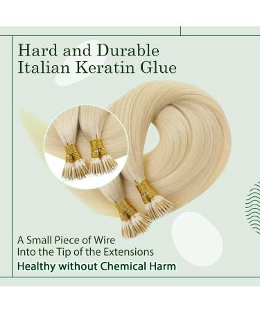 RUNATURE Platinum Blonde Nano Hair Extensions 14 Inch 50g - Real Human Hair A-Nano-#24 - Buy Online on GoSupps.com