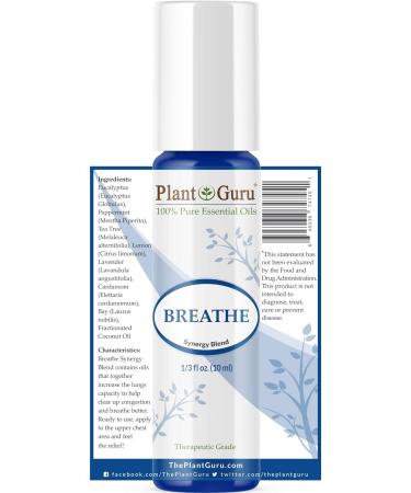 Breathe Essential Oil Blend Roll On 10ml - 100% Pure & Pre-Diluted Therapeutic Grade - Buy Online on GoSupps.com