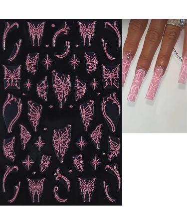 6 Sheets 5D Pink Butterfly Nail Stickers for Nail Art Heart Nail Decals Nail Stickers Self-Adhesive Pegatinas U as Flowers Heart Stickers Design Decoration Accessories for Daily Glitter - Buy Online on GoSupps.com
