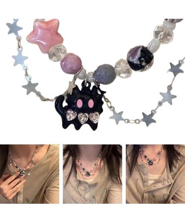 Oralgos Star Pendant Cat Trailer Necklace - Adjustable Chain Black Metal Alloy Trendy & Funny Jewelry - Buy Online on GoSupps.com