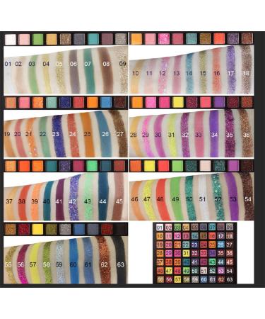 63 Colors Glitter Shimmer Matte Eyeshadow Palette for Older Eyes - High Pigment Eye Shadow Palette with Glitter Gel Glue - Matte Makeup Palette - 1 Count - Buy Online on GoSupps.com