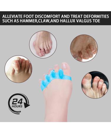Soothing Silicone Toe Separators - 2 Pairs | Toe Straighteners, Spacers & Stretcher for Curled, Overlapping Toes | Relaxation & Relief for Feet - Blue - Buy Online on GoSupps.com