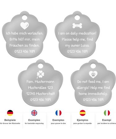 ENGRAVO Silver Dog Tag Paw 33mm - Custom Engraving & 2 Key Rings for Personalization - Buy Online on GoSupps.com