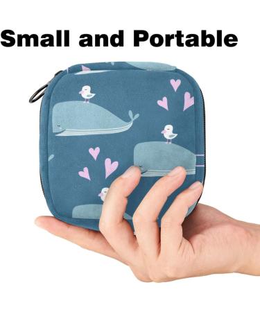 Portable Women's Binding-Up Bags | Menstrual Cup & Tampon Bags for Teens - Whale Bird Ocean Blue - Buy Online on GoSupps.com