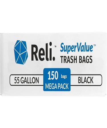 Reli. Easy Grab Trash Bags 55-60 Gallon (150 Count) - Made in USA | Heavy Duty Contractor Bags for 50-60 Gallon Bins - Black (Pack of 1) - Buy Online on GoSupps.com