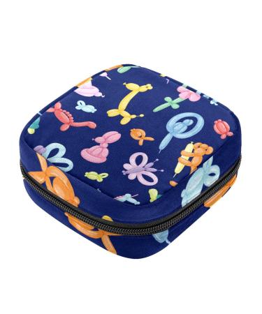 Sanitary Napkin Storage Bag Zipper Menstrual Cup Pouch Feminine Menstruation First Period Pads Holder for Girls Women Ladies Balloon Animal Multicoloured 17