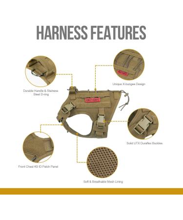 OneTigris Tactical Dog Vest - XL Brown Service Dog Harness - MOLLE Training Harness 1000D Nylon - Buy Online on GoSupps.com