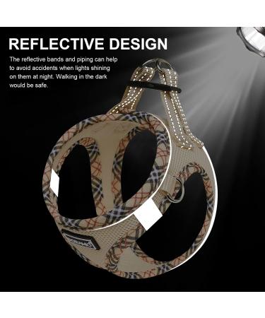 Doramio Dog Harness for Small Dogs | Reflective & Breathable Step-In Leash | Anti-Train Safety Dishes for Dogs & Cats - Beige XL - Buy Online on GoSupps.com