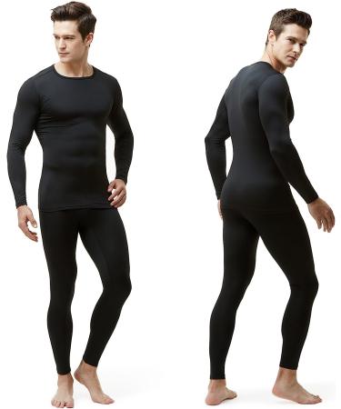 TSLA Men's Microfiber Soft Fleece Lined Thermal Underwear Set - Black X-Large - Buy Online on GoSupps.com