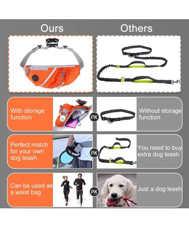 Hands Free Dog Leash with Waist Belt for Jogging Running Walking Waist Bag Pack Women Men Phone Keys Money Holder (Orange) - Buy Online on GoSupps.com